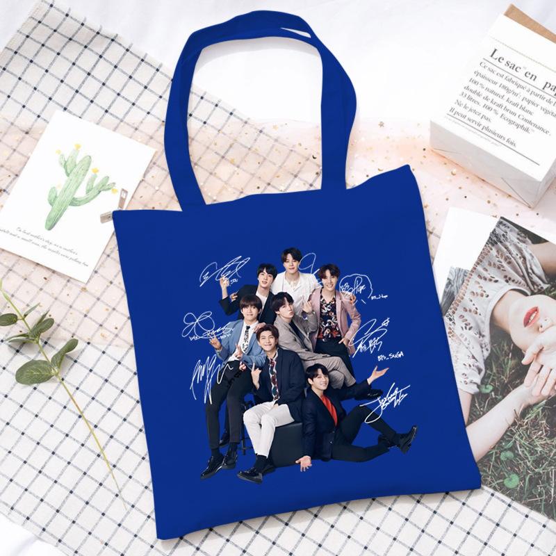 Korean Style Printed Canvas Tote Bag for Women Men Large Capacity Commuter Shoulder Handbag Fashionable Daily Outing Purse KTB