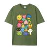 Unisex Buntes Doodle Cartoon Grafik T-Shirt Glückliches Monster Fruchtprint Oversize Dopamin Sommer Lässiges Kurzarm-T-Shirt