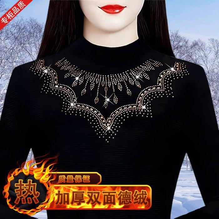 Autumn and Winter German Velvet Bottoming Shirt 2025 New Age-reducing and Thin Semi-turtleneck Inner Thermal Top