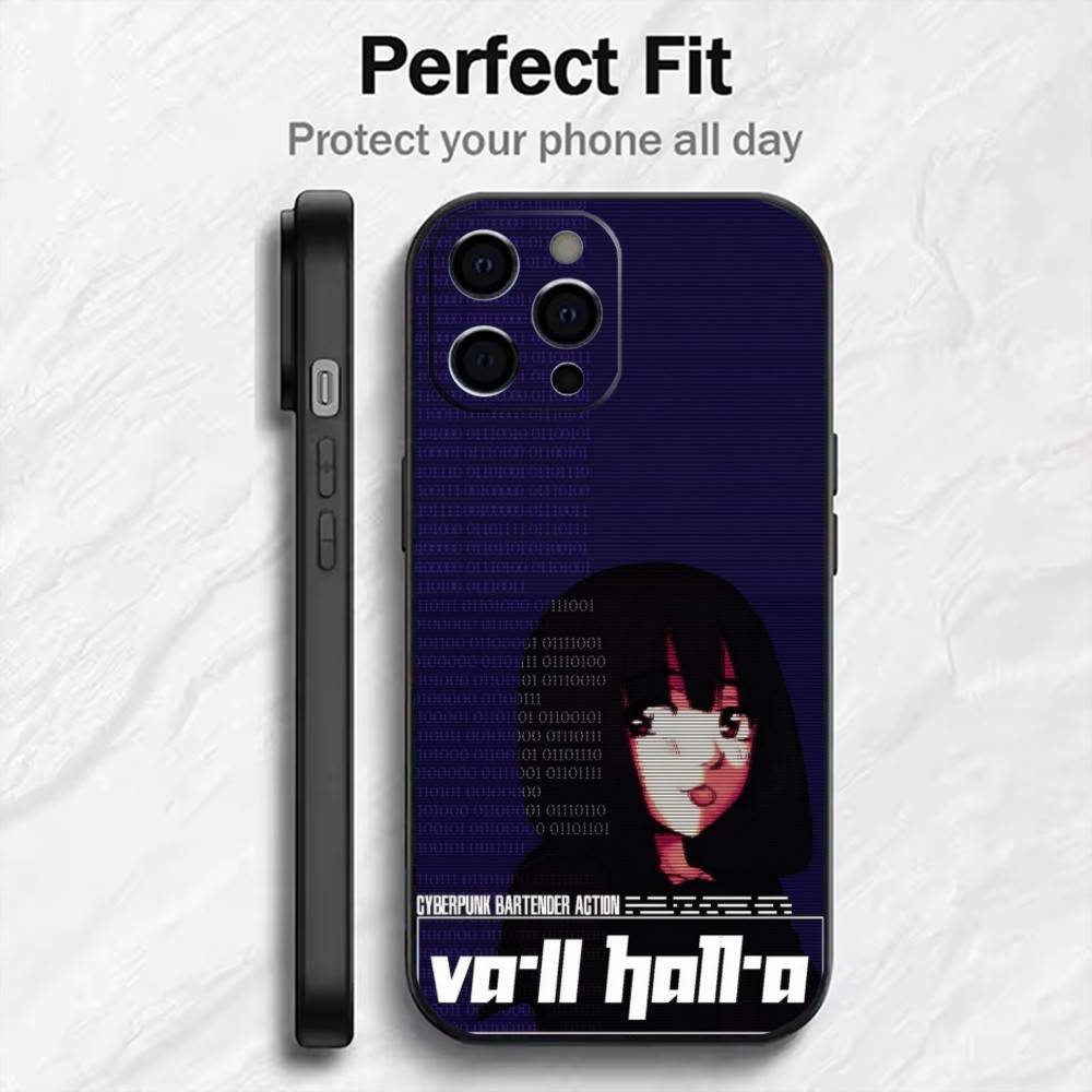 

VA-11 Hall-A Cyberpunk Phone Case For iPhone17,16,15,14,13,12 Plus,Max Soft Silicone Black Cover iPhone14