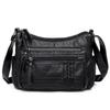 Black Winter Style Washed Leather Luxury Handbags Women Bags Designer Ladies Shoulder Crossbody Bags For Women