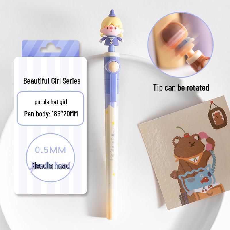 Супермилая мультяшная вращающаяся ручка: Шариковая ручка с вращающимся механизмом для снятия декомпрессии, идеально подходит для интернет-знаменитостей. 0.5mm