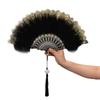 Feather Folding Fan Japanese Sweet Girl Dance Hand Fan with Pendant Tassels Gift Performances Wedding Party Decoration