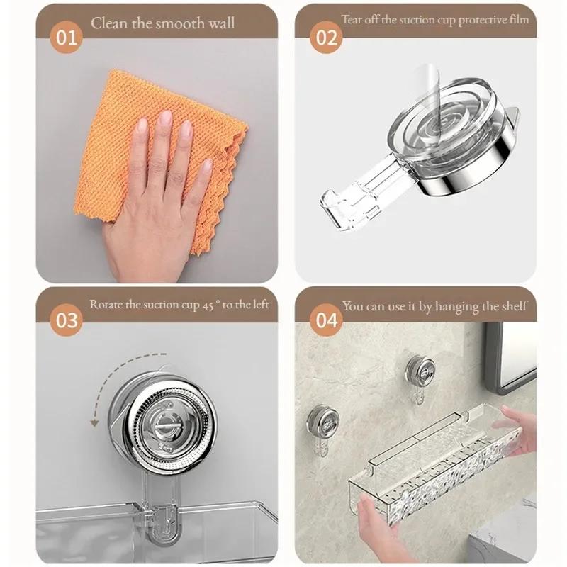 Tazza di aspirazione per doccia Scaffale portaoggetti da bagno Cesta Organizzatore per la casa Scaffale Decorativo Facile da installare Organizer per il bagno