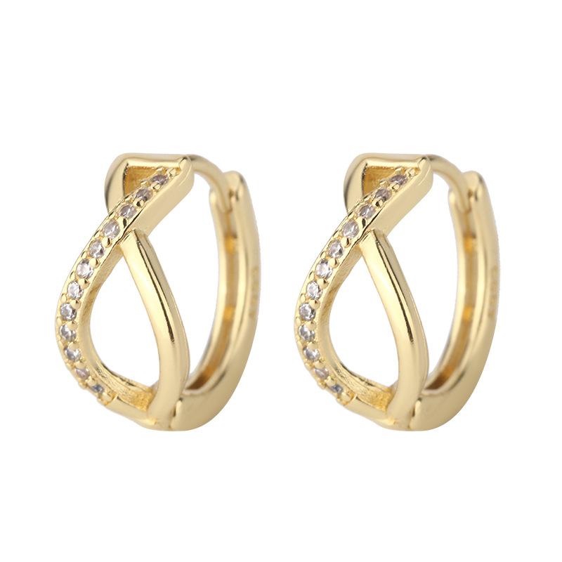 Cross Zircon Pure Silver Earrings High End Minimalist Personality Temperament Ear Circle Nourishing Ear Hole Jewelry