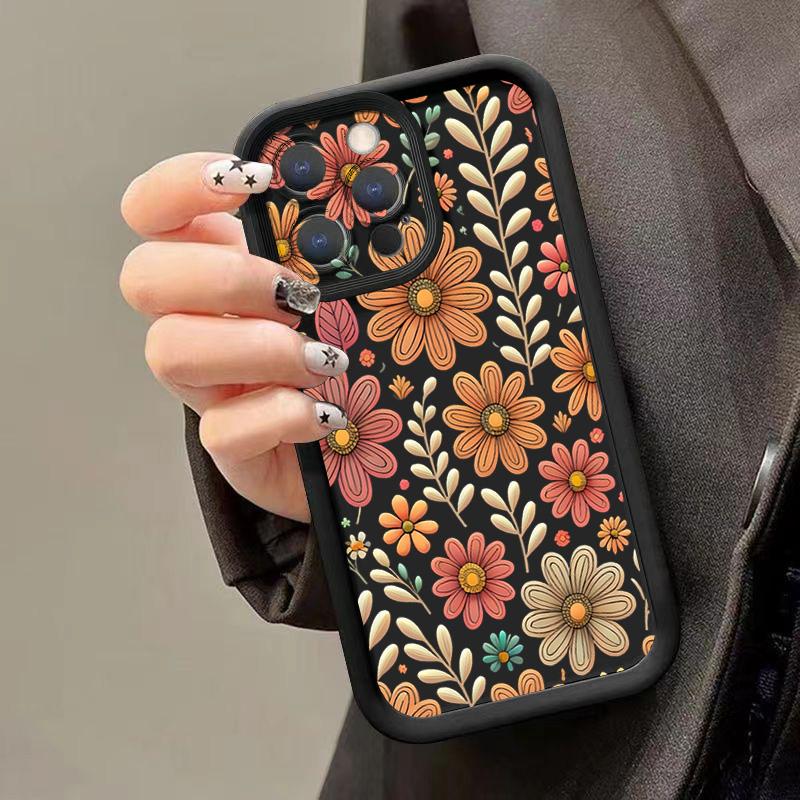 Sonnenblumen-Mode-Design Handyhülle iPhone 15 Pro Max 11 12 13 16 14 Plus Silikon Stoßfeste Hülle Linsenschutzschale