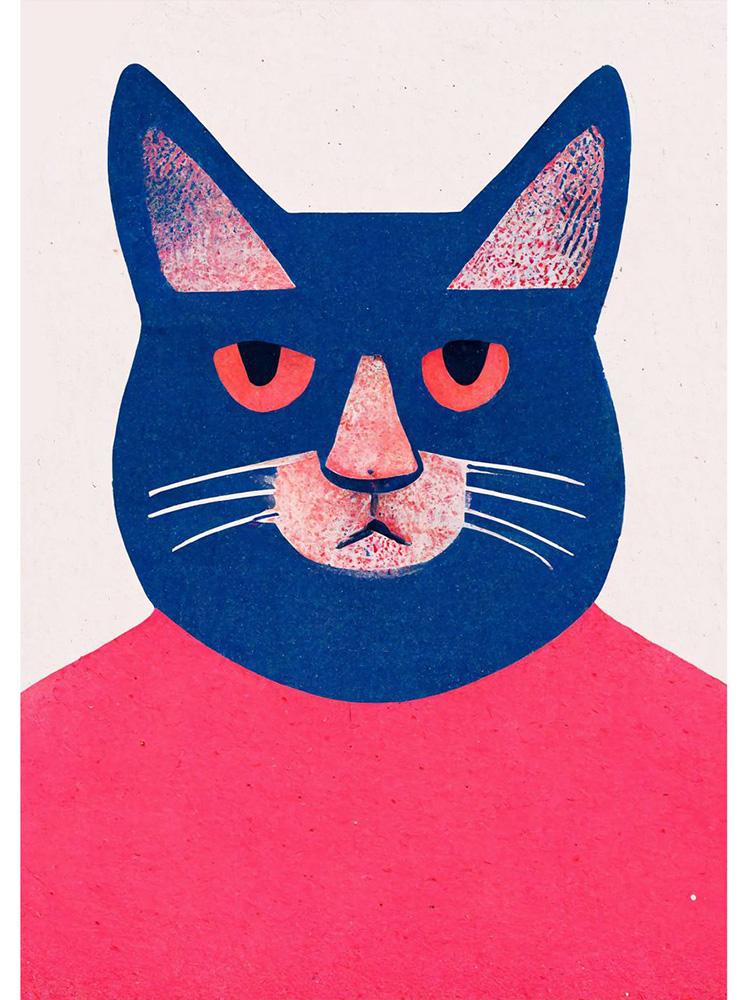 

Ретро Чужой Кот Космические Приключения НЛО Плакат Холст Картина Абстрактное Настенное Искусство с Животными Картина Для Гостиной Украшения Дома 21x30cm No Frame