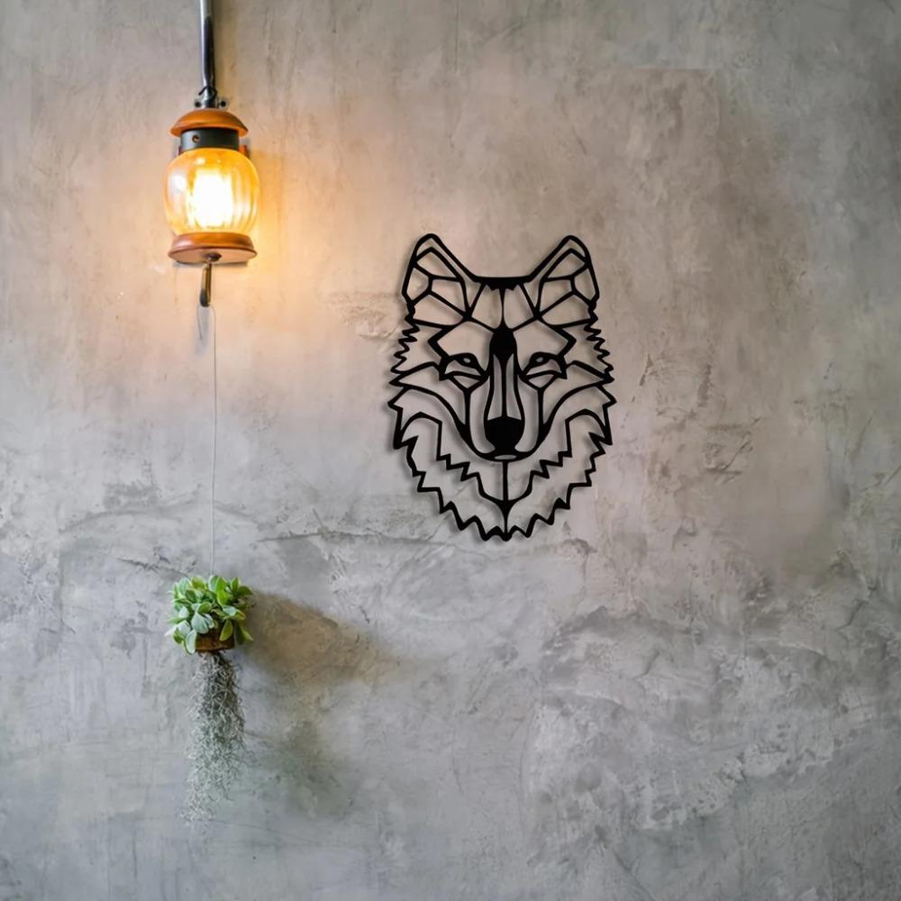 1pc Wolf Metal Wall Art Sculpture, Home Decor Living Room Office Rustic Lodge Decoration, Large Metal Wall Hanging