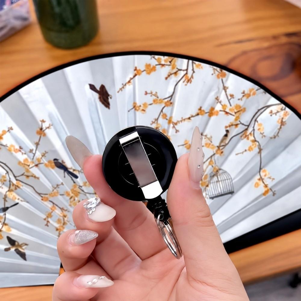 Collapsible Chinese Folding Fan Retractable Cord Ancient Style Hand Fan Dancing Performance