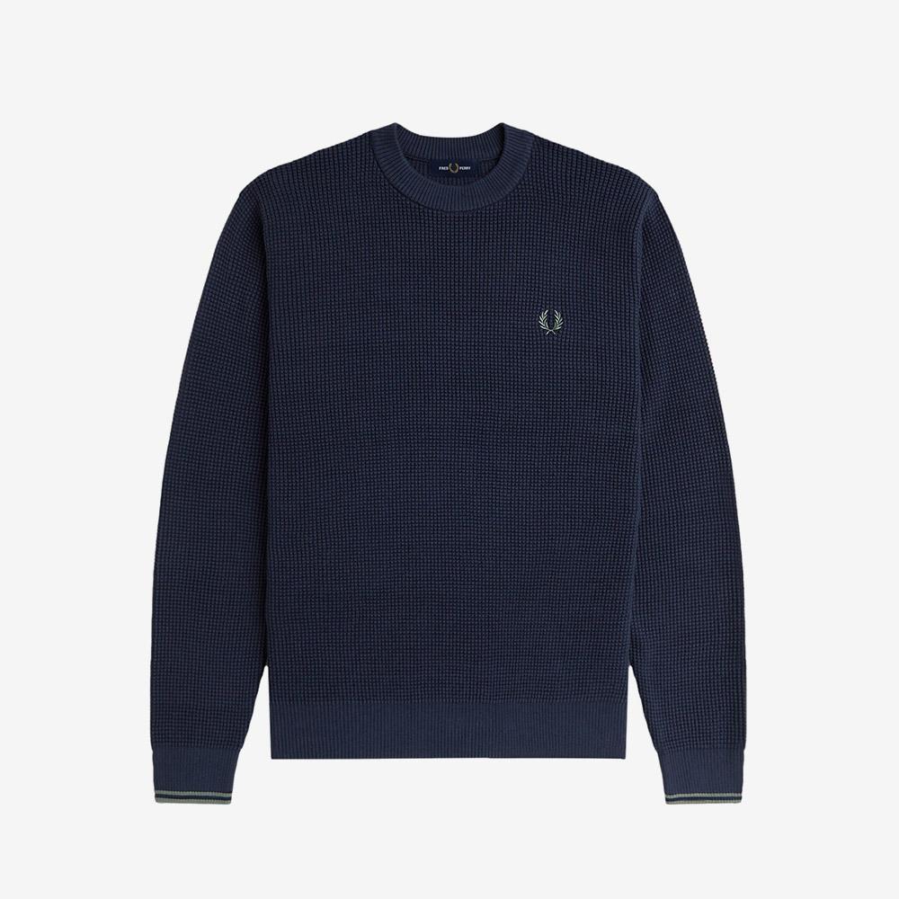 Fred Perry [Sharp] Waffle Stitch Knit - Dark Air Force Afpm2536507-738