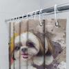 Luxury Oil Painting Dog Print Shower Curtain Waterproof Bathroom Decor Home Decoration Pink Tongue Shih Tzu Design Artistic Pet