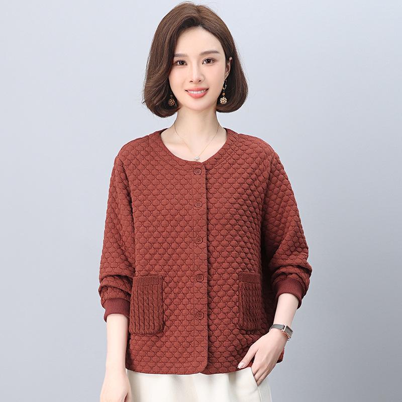 Women's Petite Loose Casual Round Neck Jacket for Middle-Aged & Elderly - Spring 2025