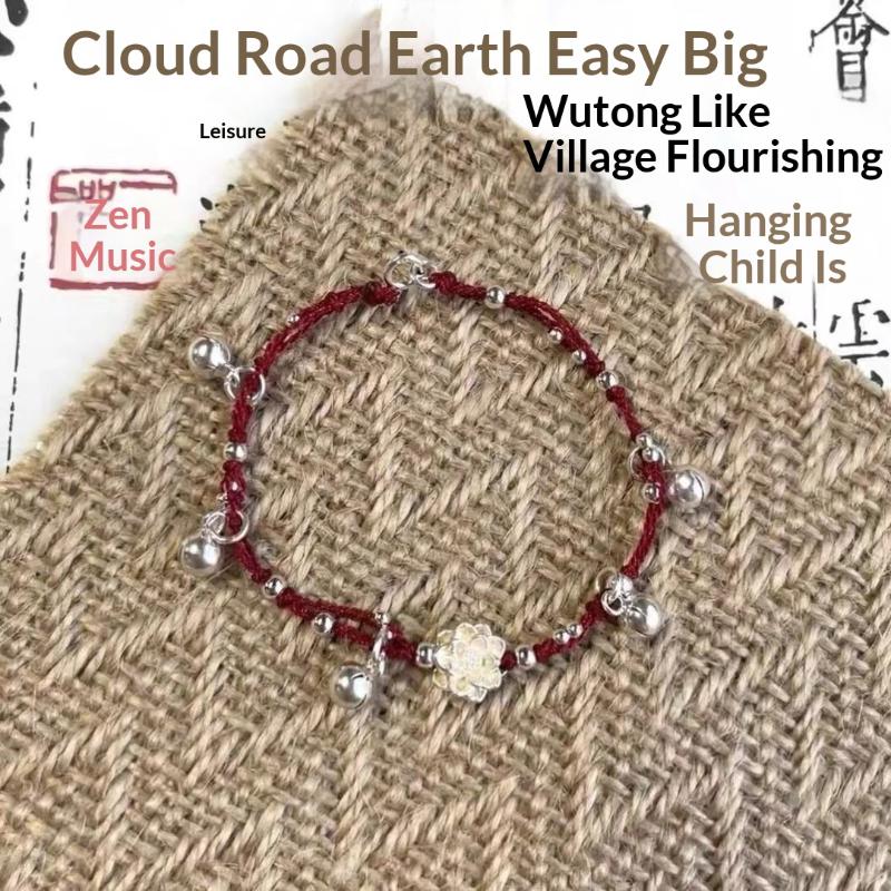 1Pcs Ethnic Trendy Hand Accessories Pulseras Chinese Style Woven Bracelets Red Rope Bell Lotus Flower Bracelets For Women