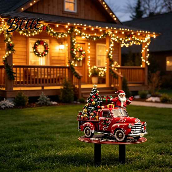 Santa Claus Yard Patio Christmas Stake Red Retro Decoration Garden Truck Decoration Xmas Tree Acrylic Lawn Ornament for Outdoor