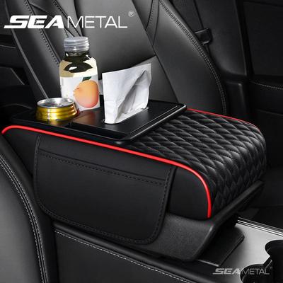 Car Center Console Armrest Cushion Thicken ArmRest Box Pad Side Extension Cushion with Cup Holder Tissue Box Organizer Bag