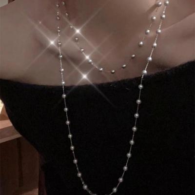 Artificial Pearl Chain Necklace Autumn Fashion Simple Sweater Chain Temperament High Sense Necklace Women