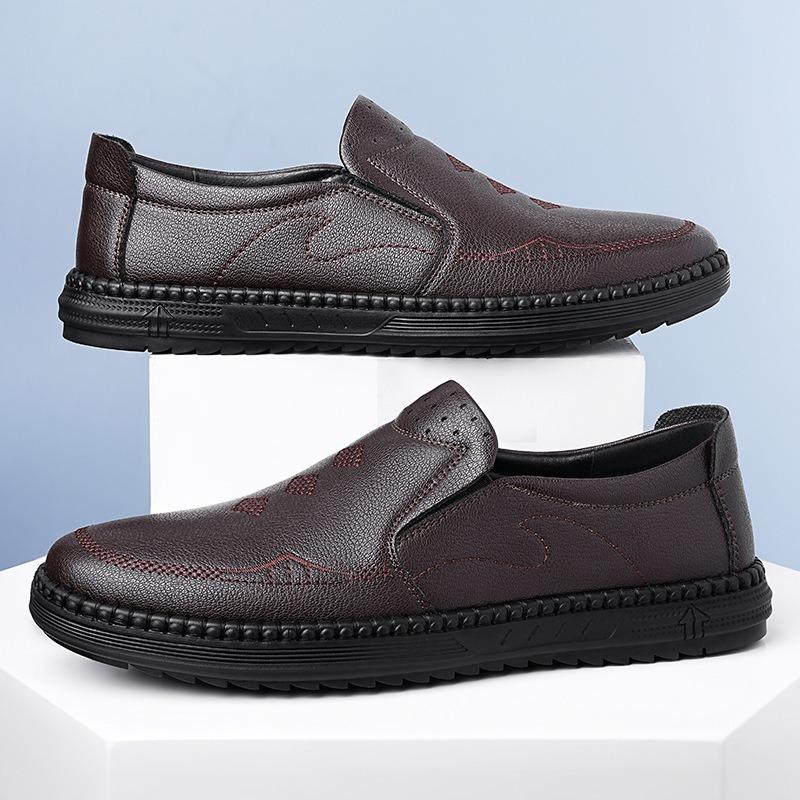 Doudou shoes men's soft-soled little white shoes one pedal casual leather shoes men's commuting lazy dad shoes breathable loafers men's shoes