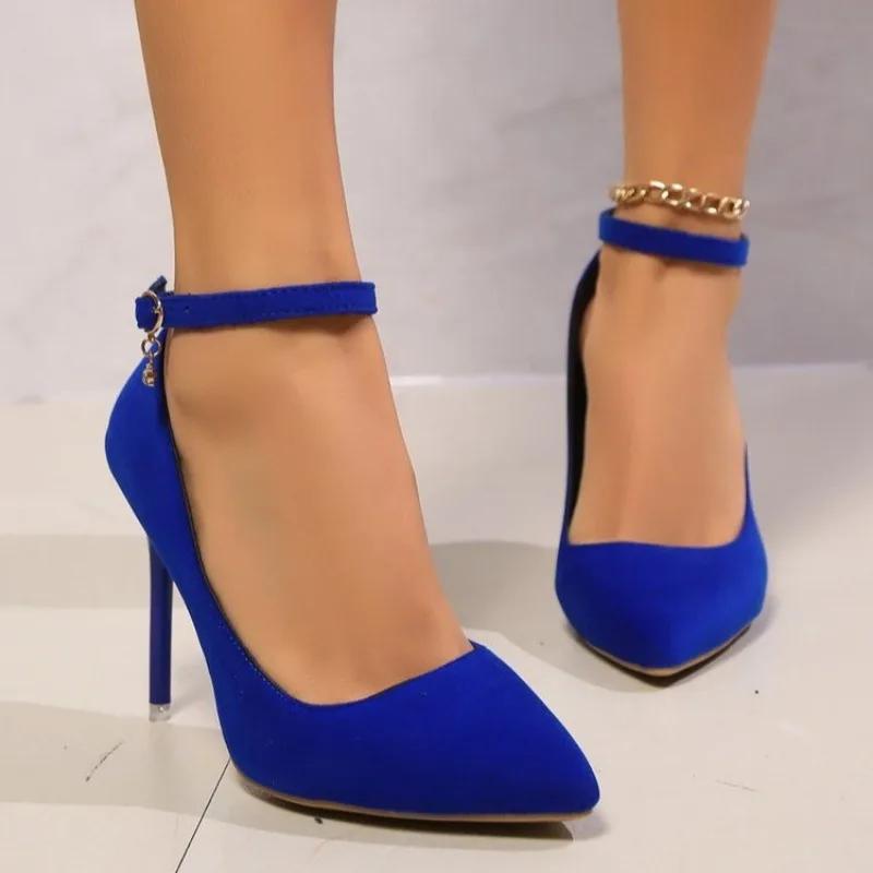 Fashion women's shoes 2024 fashion Shallow Women's High heels hot sale buckle strap solid party Pumps women sexy pointed toe heels women