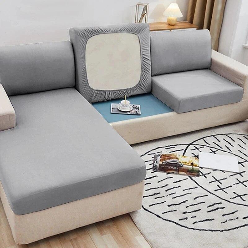 Unifarbener Stretch-Sitzkissenbezug für Sofa Sofabezüge für Wohnzimmer Abnehmbarer Elastischer Sitzbezug Stuhlbezug Möbelschutz
