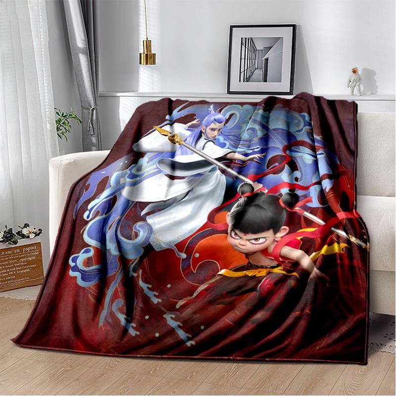 Nezha Flannel Office Student Nap Blanket: Winter Air Conditioning Sofa Picnic - Soft and Cozy Shawl Wrap