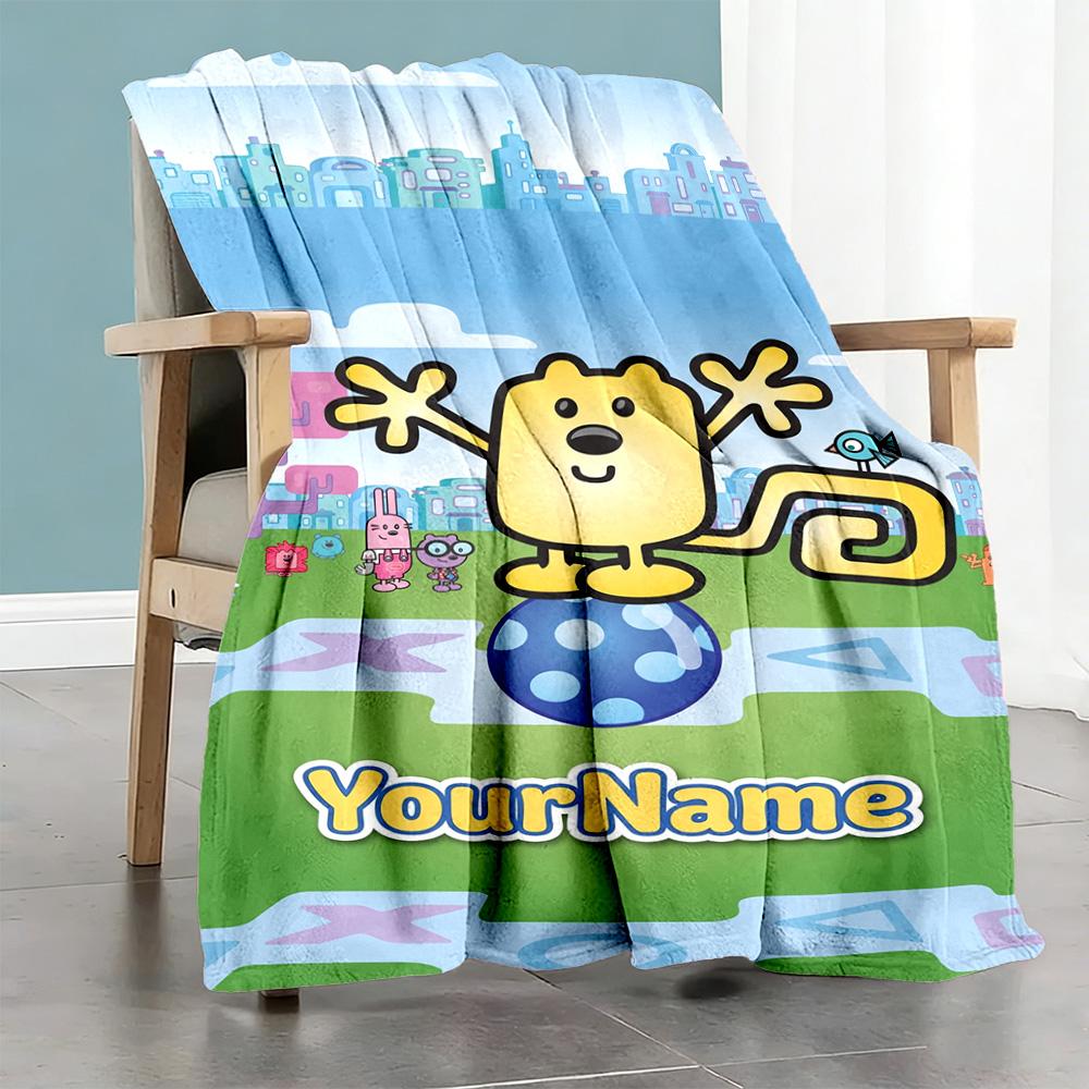 Wow! Wow! Wubbzy Personalized Name Blanket Throw Customizable Blanket Comfortable Great for Seaside Bedding Chair Bed for All Occasions
