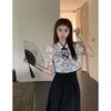 ZY New Chinese Jacquard Button Thin Short Sleeve Blouse Suspender Dress Women's Summer New