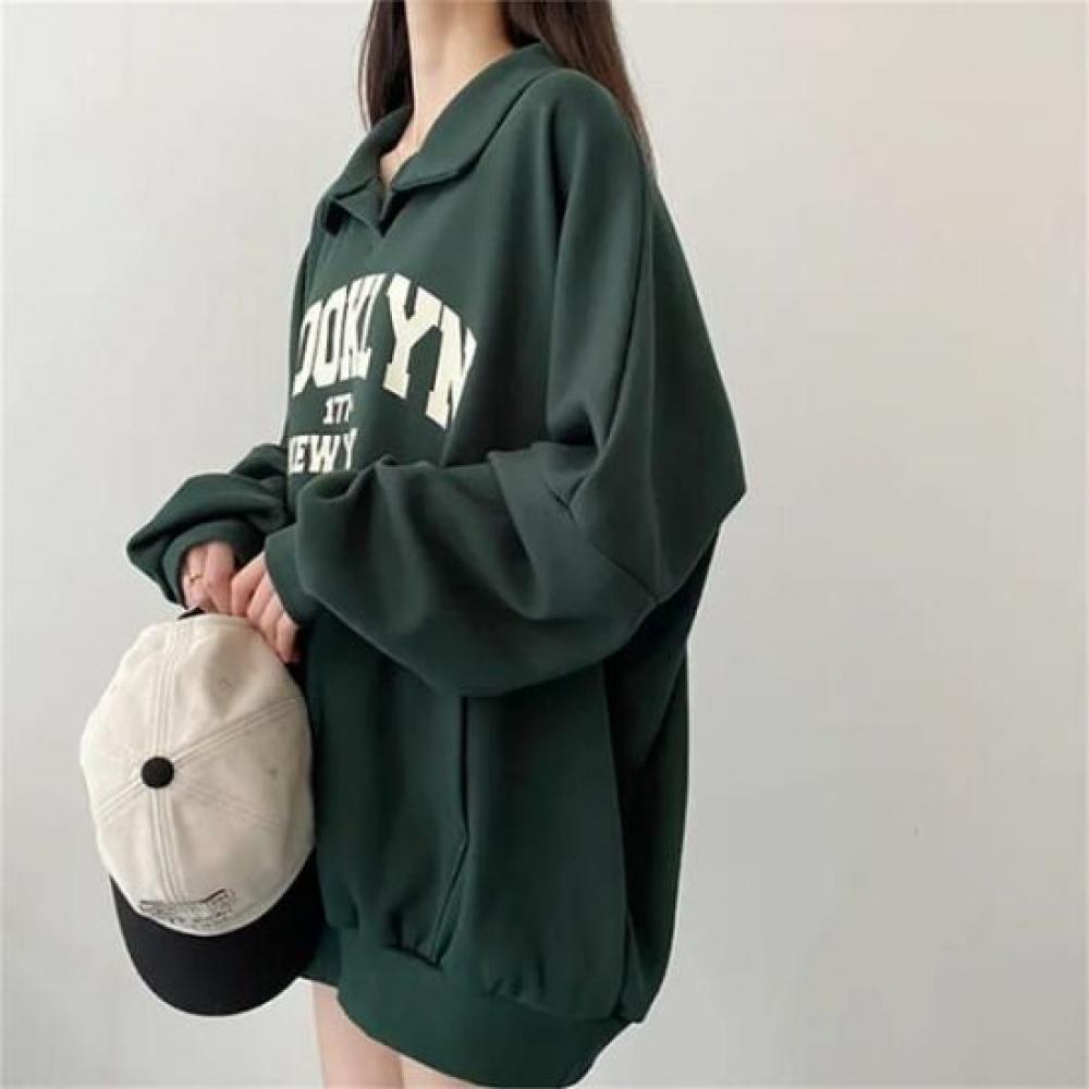 Navava Women Loose FiT LeTTering Long Sleeve T shirT nT2172