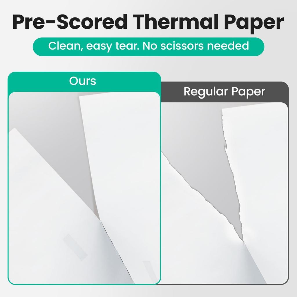 Thermal Printer Paper 8.5x11 Inch, 100 Sheets US Letter Size Foldable Paper, Long-Term Archival Quality, Compatible with CamScanner P1 Pro Printer,