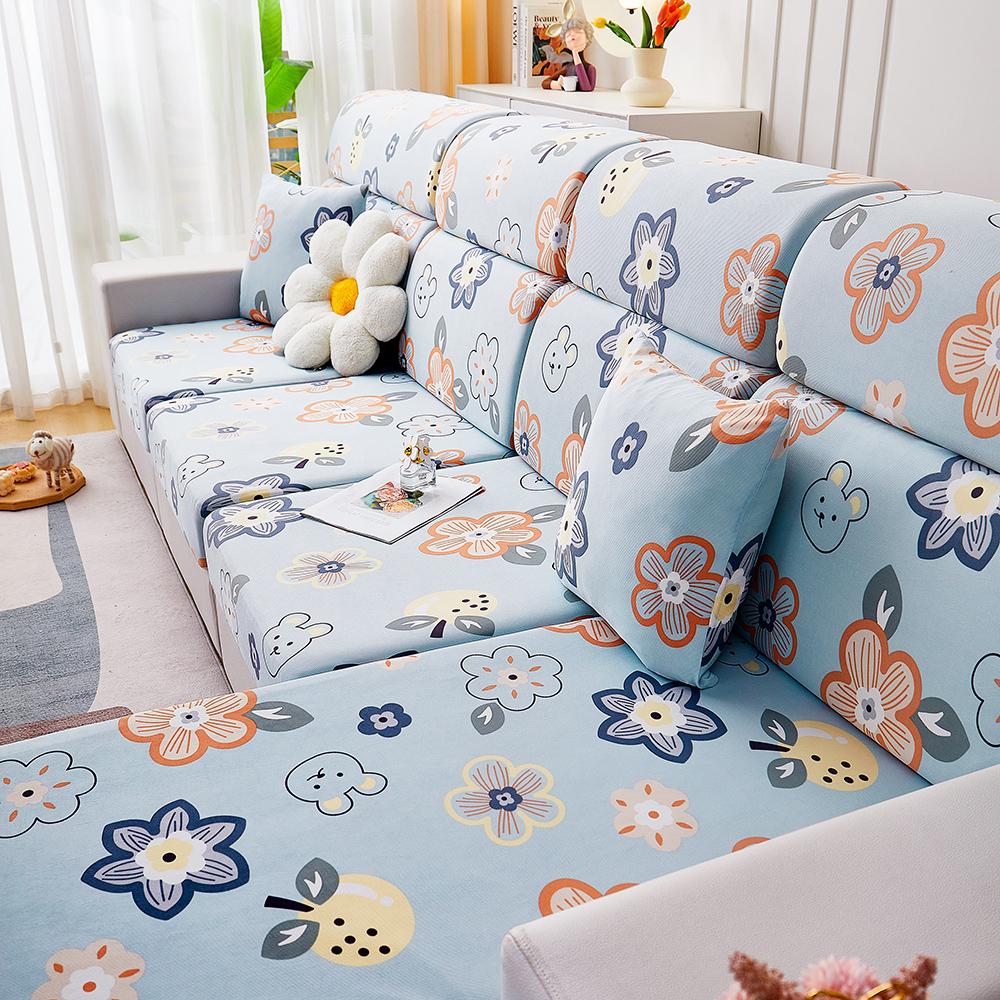 Summer Universal Stretch Sofa Cover Full Cover Cover Cute Print Sofa Towel Full Cover Ice Silk Thread Sofa Cushion