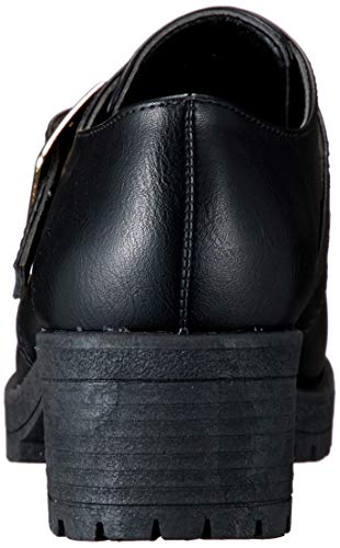 San-A Plus Feminine Monk Strap Shoes, Platform Sole, 5cm Heel, One-Band Buckle, 3583, Women's, Black, Sizes 23.5cm-24.0cm