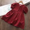 Girls Summer Puff Sleeve Princess Dress Stylish Short Sleeve Party Dress For Kids Fashionable Cotton Blend Sundress