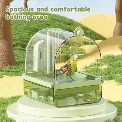 Smart Auto Sensing Water Circulation Bird Bath for Cages Hanging Parakeet Shower Bird Cage Bathroom Accessory Peony Bath Box