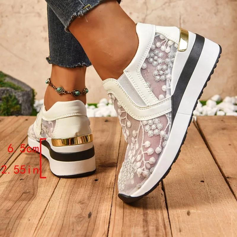 Fashion Ladies Shoes 2025 High Quality Plus Size Women's Vulcanize Shoes Fashion Casual New Mesh Best Seller Comfortable Platform Heels