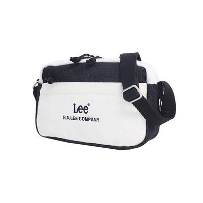 Lee Buddy Horizontal Box Shoulder Cotton Bag, Canvas, 320-1401 (320-1401-83), Black/White