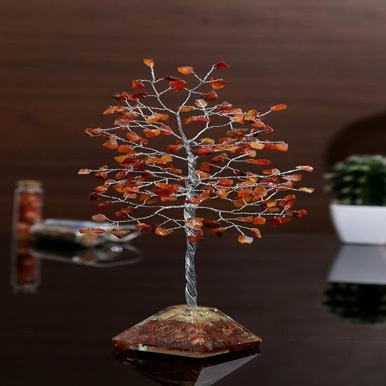 Base Piramidale Orgonica Albero della Vita Chakra Corniola, Albero di Cristallo per Energia Positiva, Decorazione Feng Shui, Cristalli Curativi Portafortuna, Regalo Spirituale