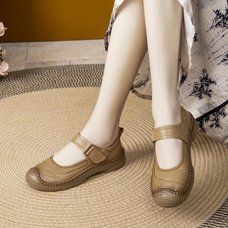 Fashion GKTINOO Women Flat Shoes Soft Genuine Leather Mother Shoes Comfort Casual Shoes Female Autumn Women flats