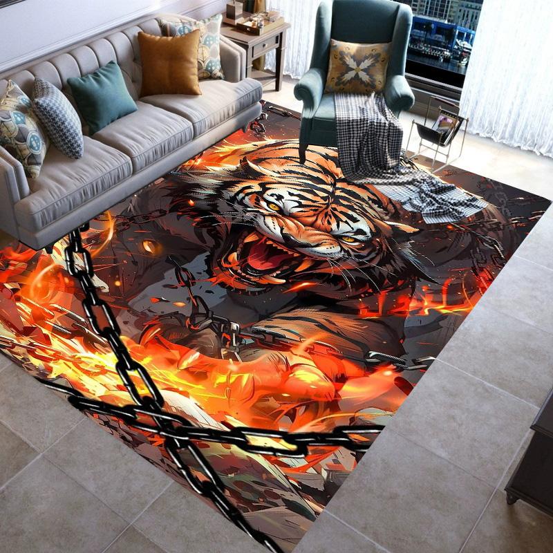 Large Area Rugs Non Slip Animal Tiger Pattern Carpet Living Room Sofa Kitchen Entrance Doormat Hallway Balcony Floor Mat