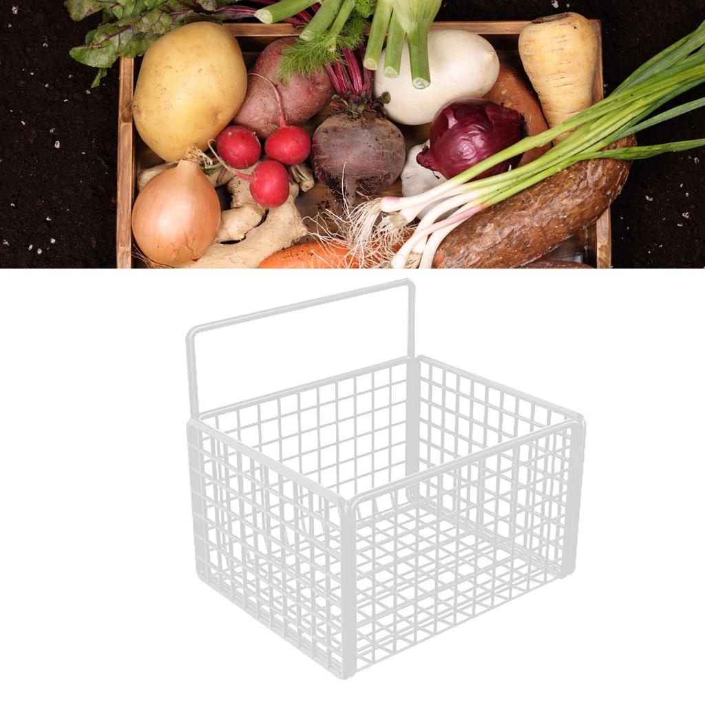 Wall Mounted Storage Basket No Drilling Adhesive Metal Wire Hanging Basket for Kitchen Food Pantry