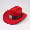 European, American and Western Cowboy Hat Jazz Hat Ethnic Rhinestone Metal Buckle Belt Top Hat Cowboy Hat
