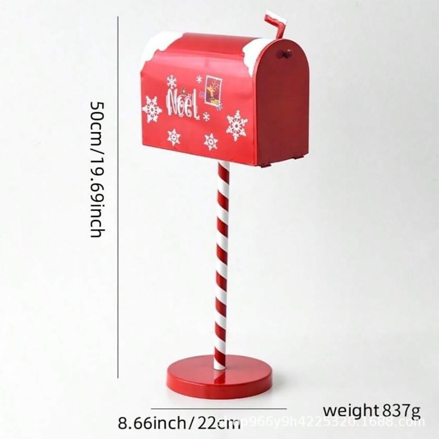 

In-Stock Christmas Gift: Red Wrought Iron Mailbox for Indoor Decoration 22x10x52 cm