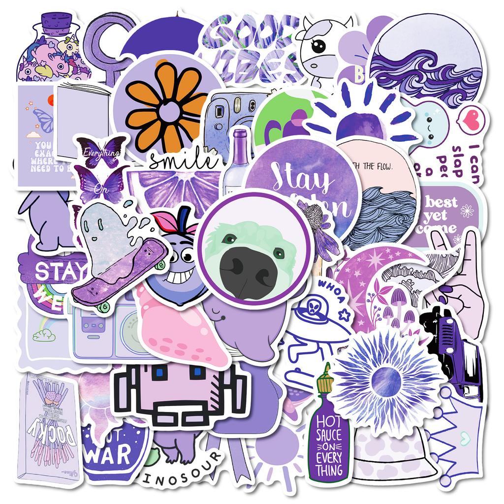 50 Purple Personalized Hand-painted Graffiti Stickers PP Waterproof Decorative Graffiti Stickers DIY Suitcase Flat Tablet