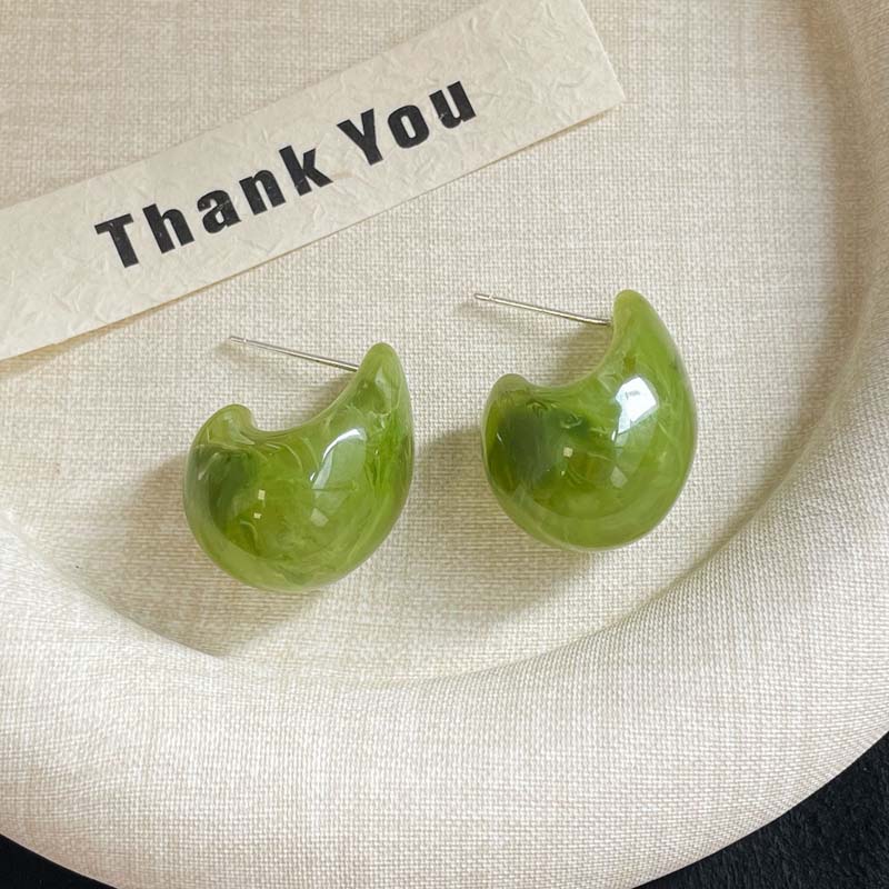 

Корейские коричневые серьги-капли из смолы для женщин, винтажные серьги C-образной формы, геометрические серьги-капли, циркон, подарок зелёный