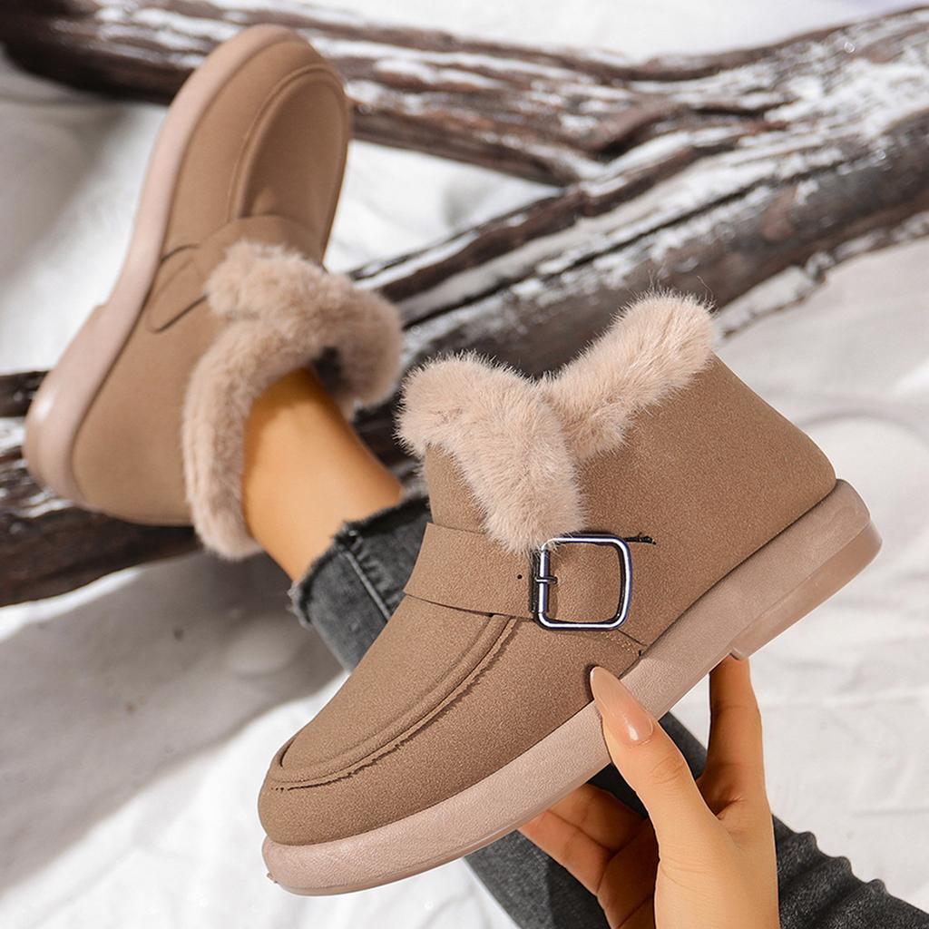 Strictly selected large-size snow boots, women's winter velvet and thickened fur integrated non-slip shoes, and pregnant women's cotton shoes