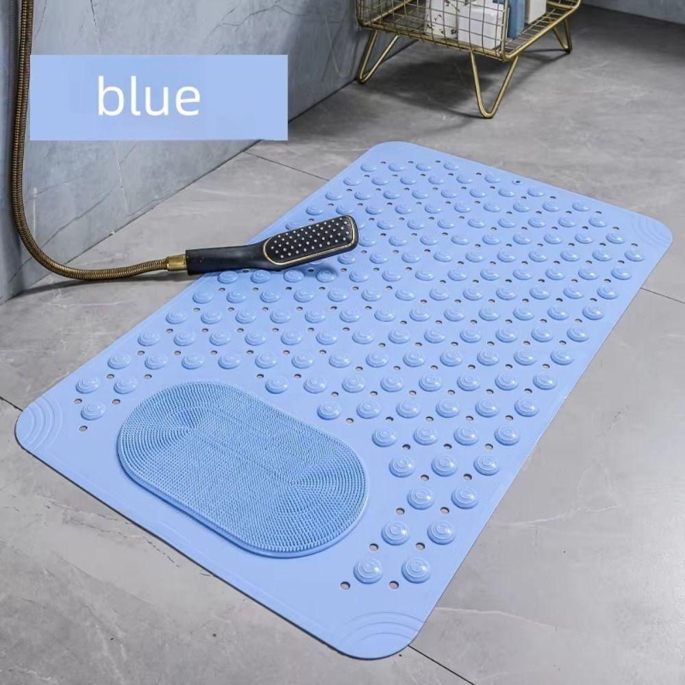 Rectangular Non-Slip Floor Mat Draining Hole Shower Foot Scrubber Foot Massage Pad  Bathtub
