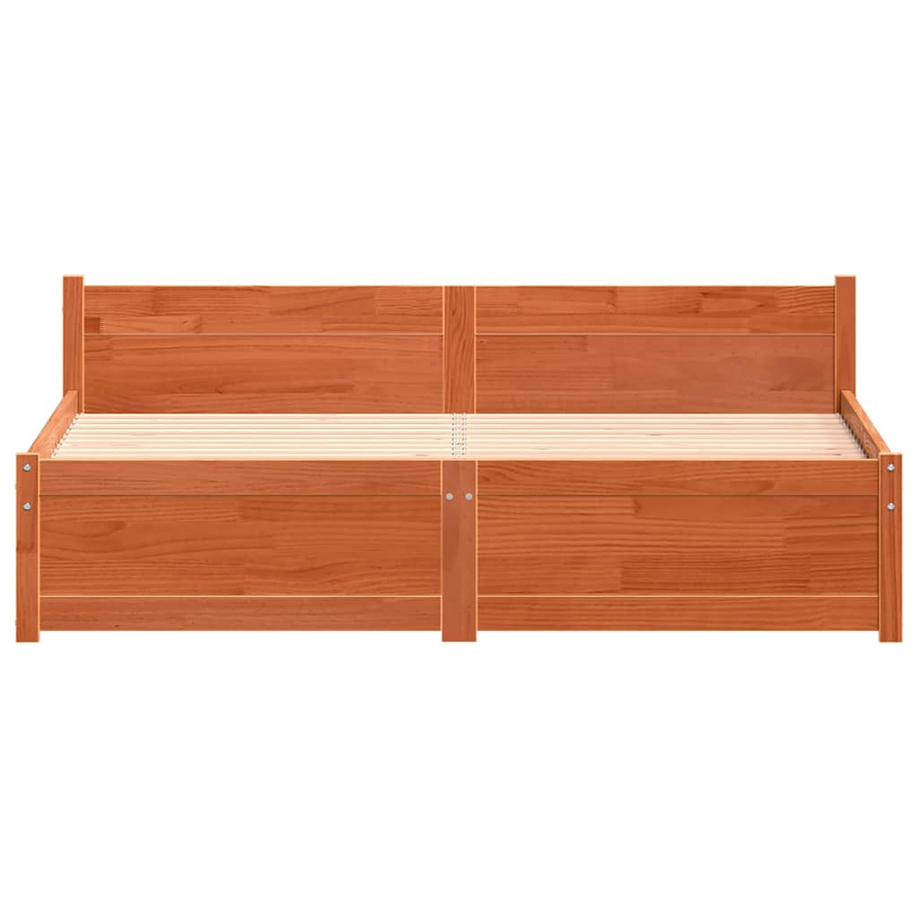 Bed Frame with Headboard Wax Brown 205.5 X 165.5 X 51 Cm