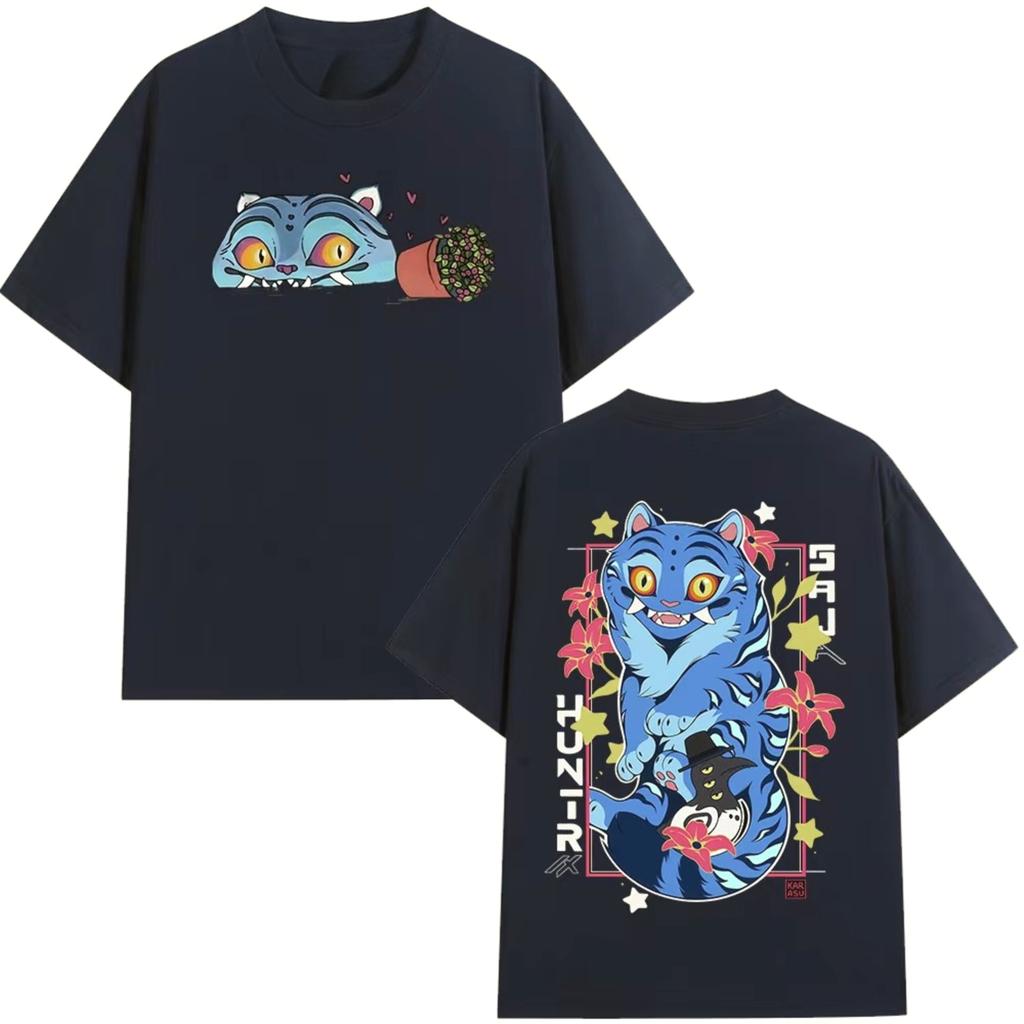KPop Demon Hunters Derpy Tiger Merch T Shirts Fashion Vintage Gothic T-shirts Tops Men's Women Clothing Cotton Oversized T Shirt
