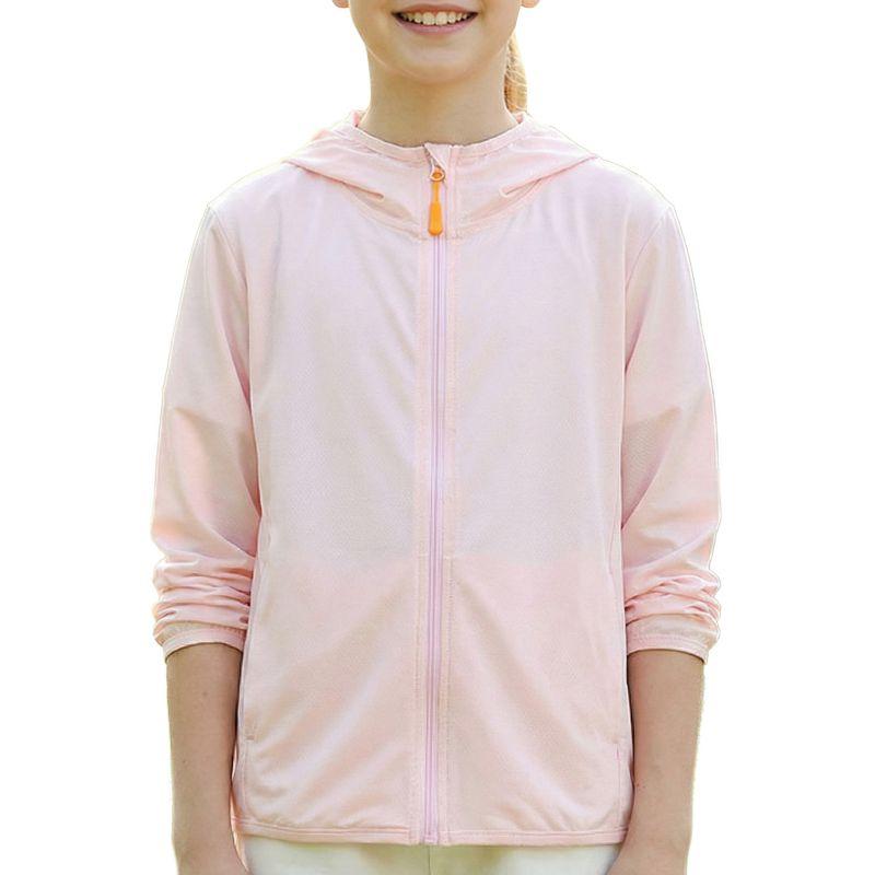 Kids Lightweight Hooded Sunscreen Coat Outdoor Sun Protection Jacket