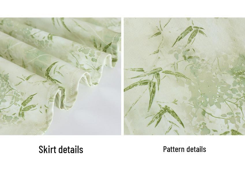 Mint Mambo Green Floral Two-Piece French Style Slim Waist Summer Dress