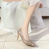 Wedding Shoes Women's Winter Bride Shoes Sequined Wedding Dress Two Wear Crystal Shoes New Silver Bridesmaids High Heels Thin Heels Not Tired Feet