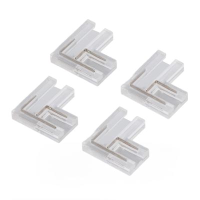 20 Stück FCOB COB Verbinder Transparent L-förmig 8mm 0,31in 2-polig V+v- einfarbiger LED-Streifenverbinder